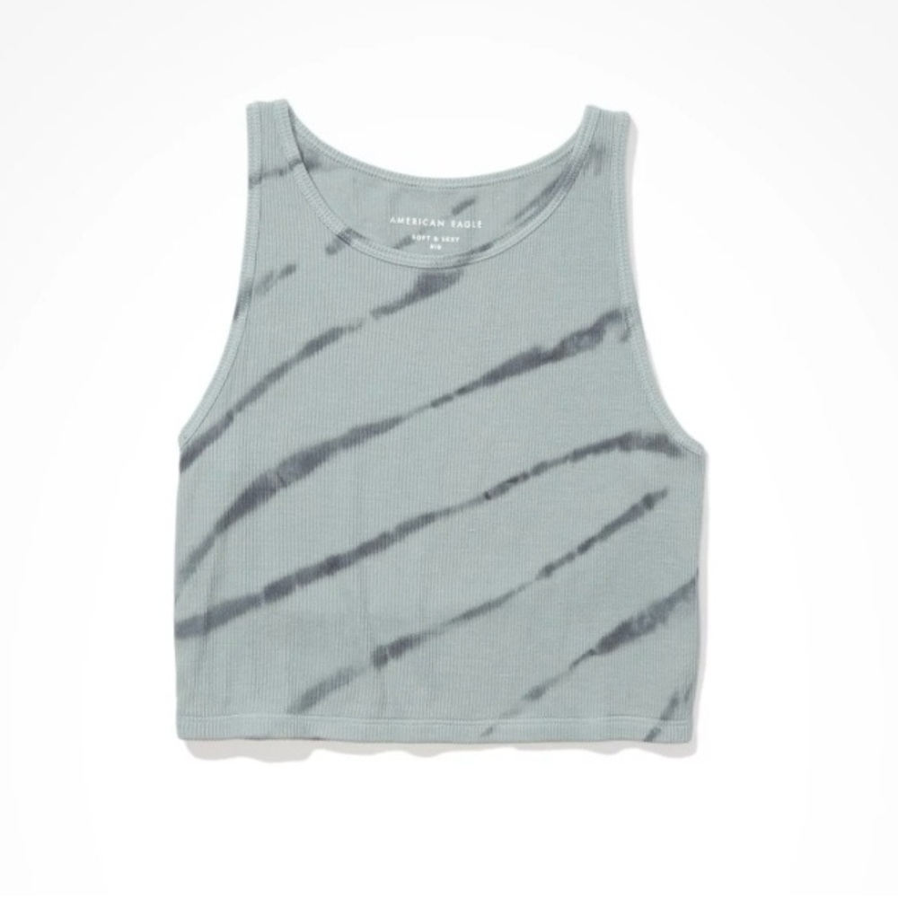 AMERICAN EAGLE - Blue/Green & Gray Crop Tank Top
